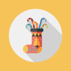 Christmas stocking flat icon with long shadow eps10 N44