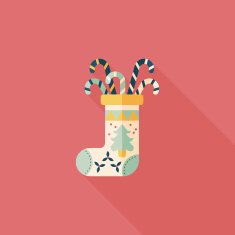 Christmas stocking flat icon with long shadow eps10 N45