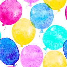 Seamless pattern with colorful watercolor balloons N3