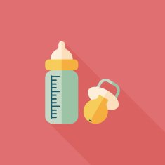 Baby bottle flat icon with long shadow EPS 10 N104