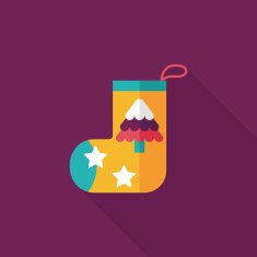 Christmas stocking flat icon with long shadow eps10 N51