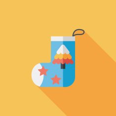 Christmas stocking flat icon with long shadow eps10 N52