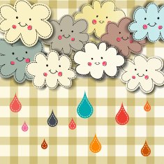 Rain and cute smiling clouds