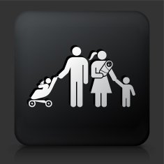Black Square Button with Family Icon N8