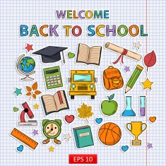 Back to school set on the notebook sheet