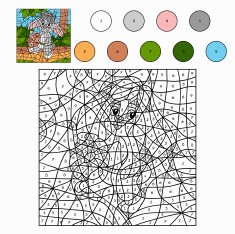 Color by number (rabbit with flower)