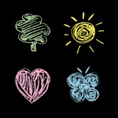 Nature symbols on a chalkboard Set