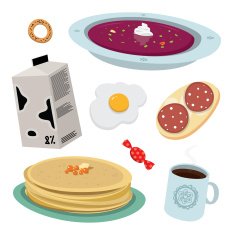 assorted Russian home style food items