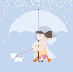 Boy Dog and Rain