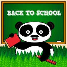 Back to school card with panda
