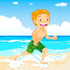 Teenage boy running on beach