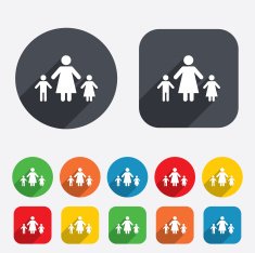 One-parent family with two children sign icon N14