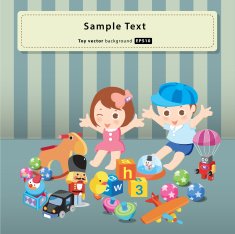 kids with toys vector