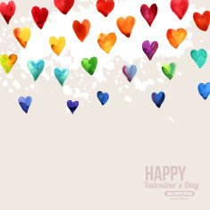 Rainbow Watercolor Happy Valentines Day Hearts N2