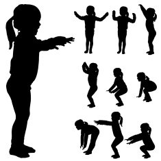 Vector silhouette of little girl N5