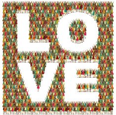 Love text and children background
