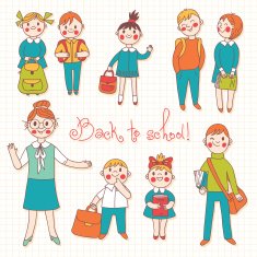 The teacher with the students Back to school N4
