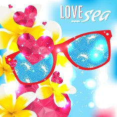 Love and the sea vector summer light illustration