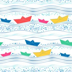 Seamless pattern with multicolored paper ships