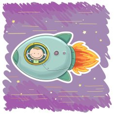 Little boy and spaceship
