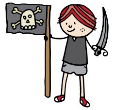 Pirate boy holding a sword