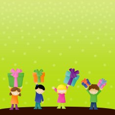 Little kids with gifts