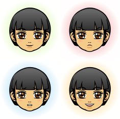 Little Girl in four Facial Expression (Asian)