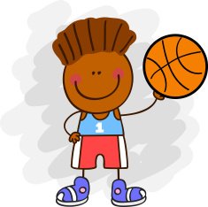 happy black basketball player kid cartoon illustration