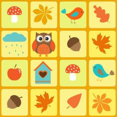 Autumn background with owl and birds
