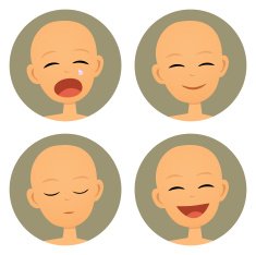 Baby Emotions Different Expressions on Infant Faces Retro Cartoon Style