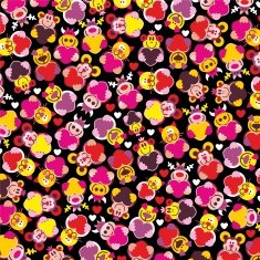 texture with animals and hearts