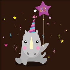 Cute Happy Birthday Card Template Editable N15
