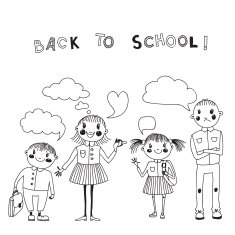 Illustration with students Back to school