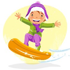 Teenage Boy Snowboarding in Winter