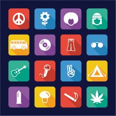 Hippie Icons Flat Design