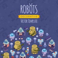 Vector decorating design made of robots N14