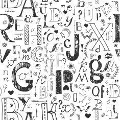 Vector seamless pattern with doodle letters