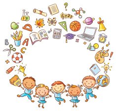 Schoolkids and school things frame