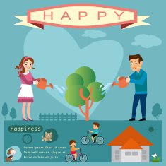 Happy family against a landscape and the house N3