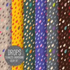 Drops Seamless pattern Vector background Bright color set