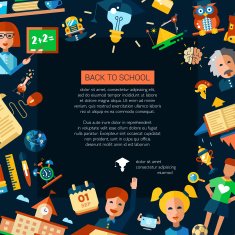 Flyer tempalte of school college flat design icons and infographics