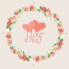 Sweet vector card made of flowers ans hearts