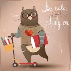 cartoon bear on the scooter