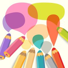 Speech bubbles with pencils N2
