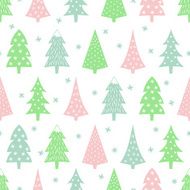 Simple seamless Christmas pattern - Xmas trees stars snowflakes