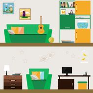 children room interior in trendy flat style for use design
