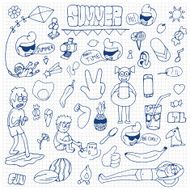 Summer hand drawn doodle set