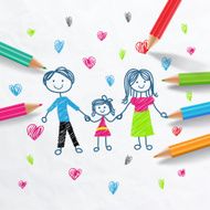 Family love Draw With Colored Pencils