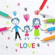 Family love Draw With Colored Pencils N2