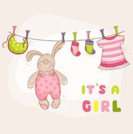 Baby Bunny Shower or Arrival Card